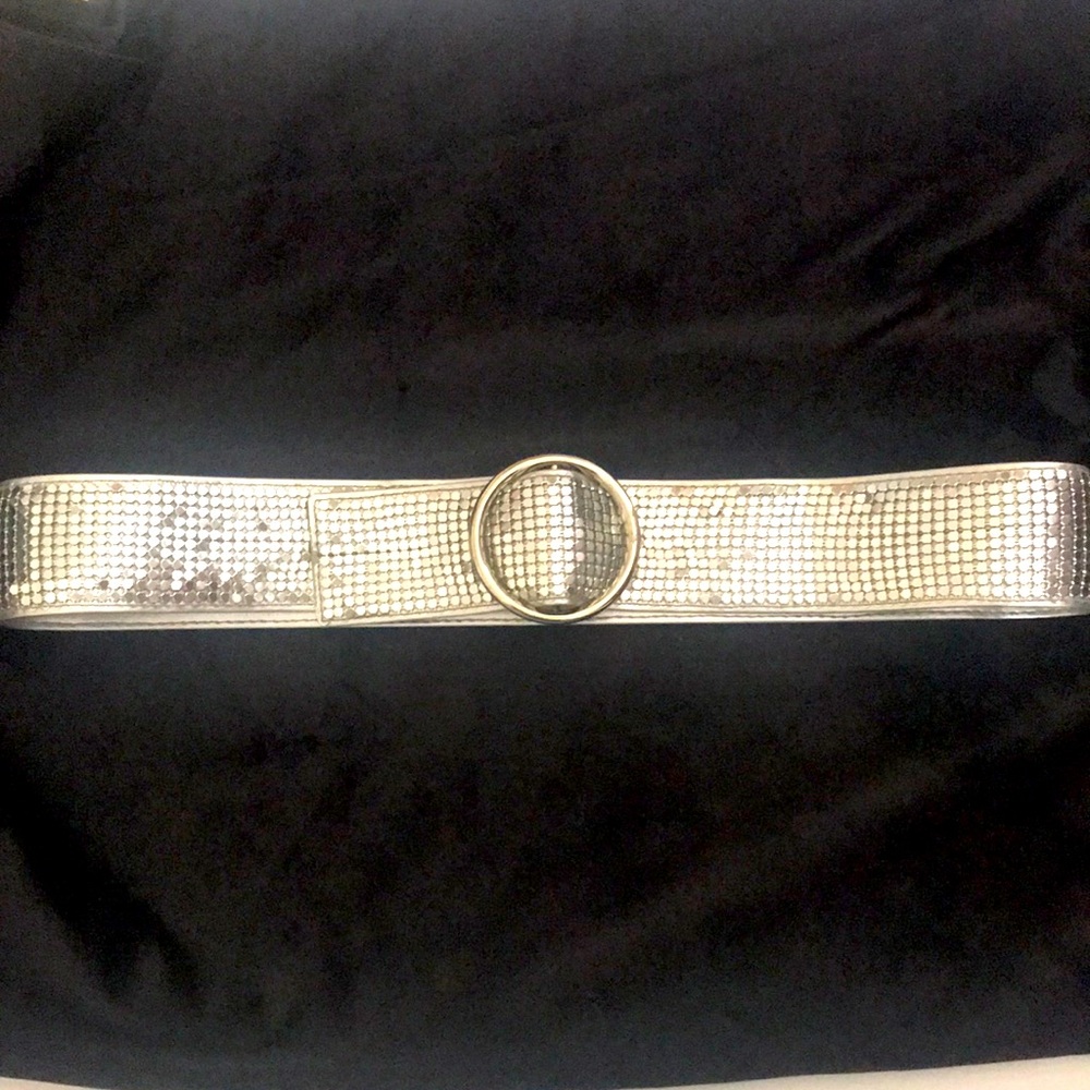 🟧Woman’s vintage Silver Sequin Disco Belt/Heavy Buckle